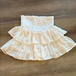 ••Blu Pepper••Elegant White Ruffled Skirt